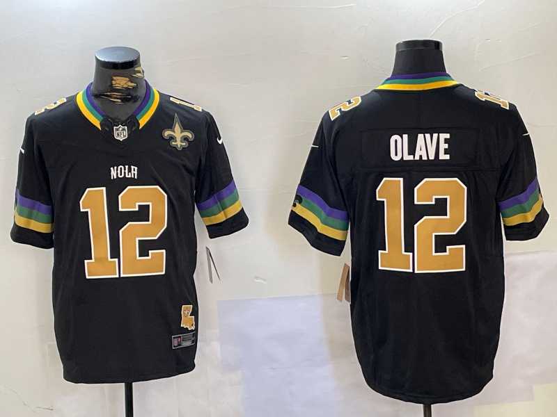 Mens New Orleans Saints #12 Chris Olave Black 2024 F.U.S.E. Vapor Limited Stitched Jersey Dzhi